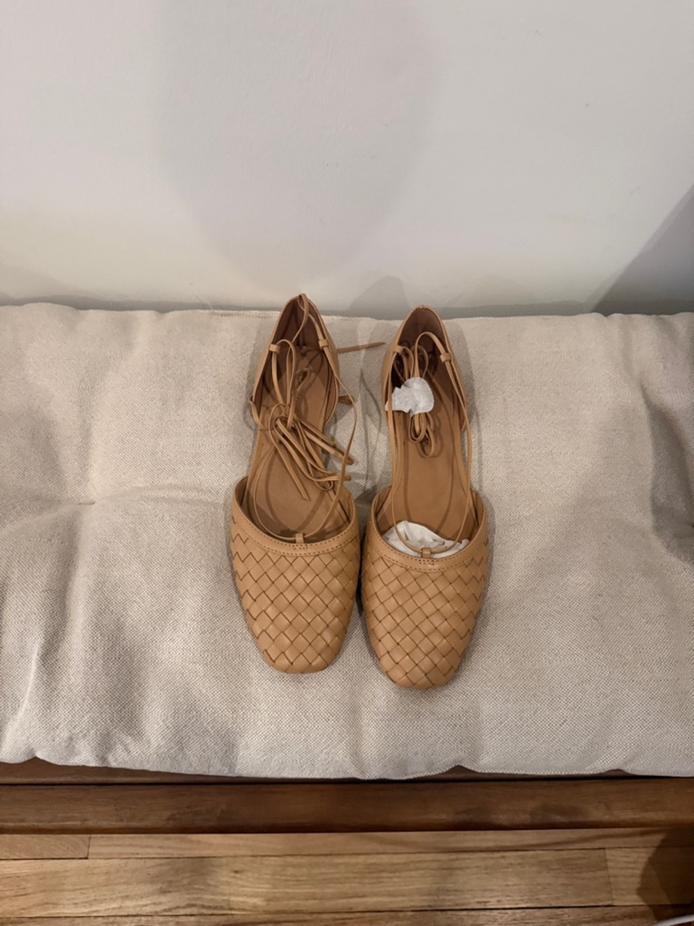 Madewell Woven Lace-Up Flats in Tan